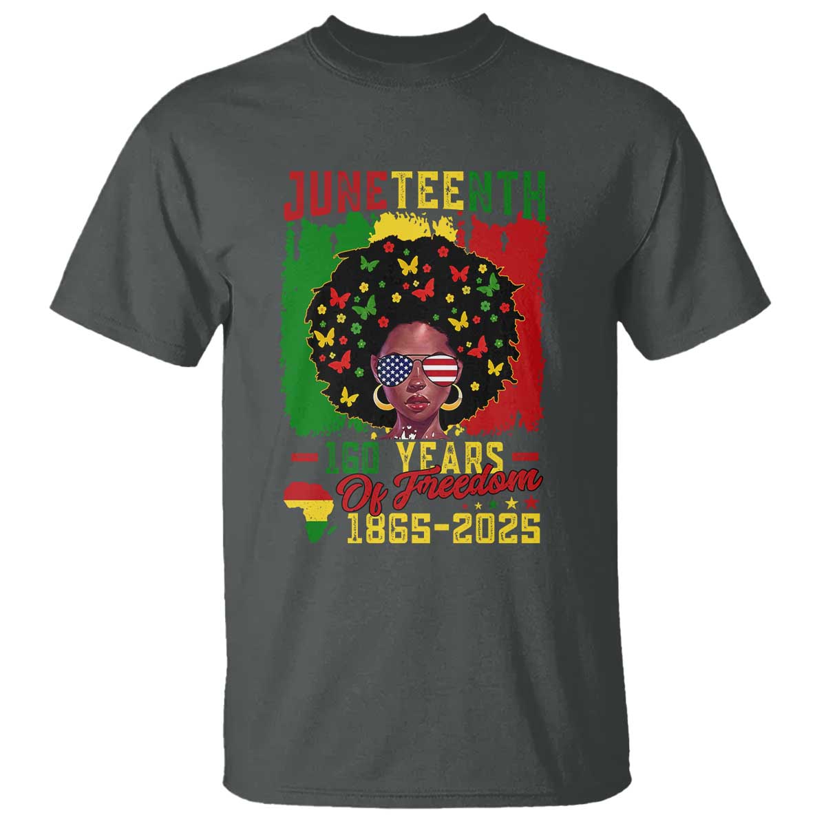 Juneteenth 160 Years Of Freedom T Shirt African American Pride TS11 Dark Heather Print Your Wear