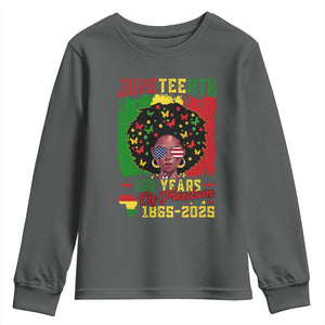 Juneteenth 160 Years Of Freedom Youth Sweatshirt African American Pride TS11 Dark Heather Print Your Wear