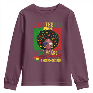 Juneteenth 160 Years Of Freedom Youth Sweatshirt African American Pride TS11 Maroon Print Your Wear
