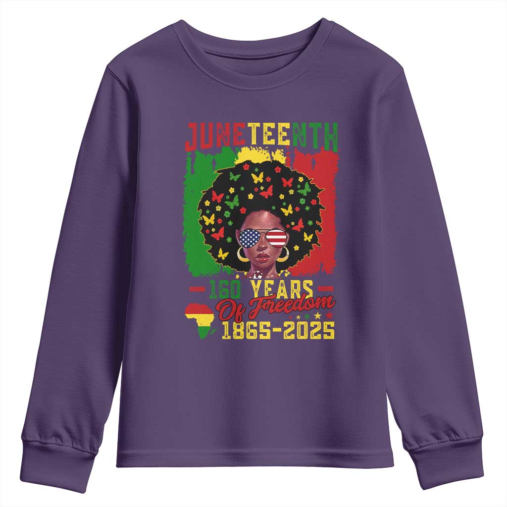 Juneteenth 160 Years Of Freedom Youth Sweatshirt African American Pride TS11 Purple Print Your Wear