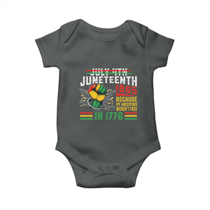 Juneteenth 1865 Because My Ancestors Weren't Free In 1776 Baby Onesie Break The Chains TS11 Dark Heather Print Your Wear