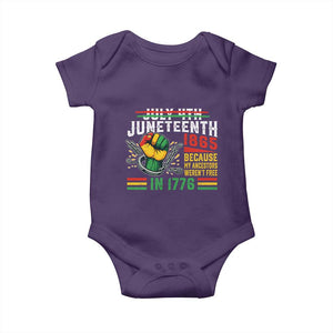 Juneteenth 1865 Because My Ancestors Weren't Free In 1776 Baby Onesie Break The Chains TS11 Purple Print Your Wear