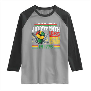 Juneteenth 1865 Because My Ancestors Weren't Free In 1776 Raglan Shirt Break The Chains TS11 Sport Gray Black Print Your Wear