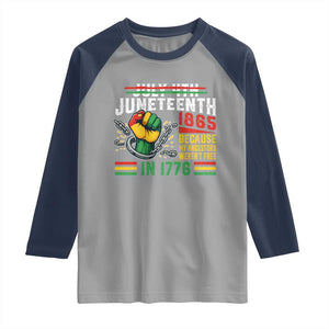 Juneteenth 1865 Because My Ancestors Weren't Free In 1776 Raglan Shirt Break The Chains TS11 Sport Gray Navy Print Your Wear