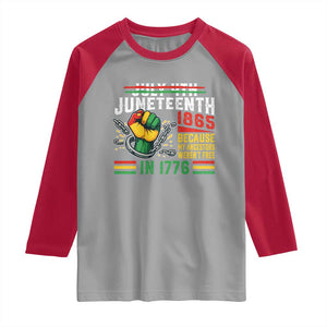 Juneteenth 1865 Because My Ancestors Weren't Free In 1776 Raglan Shirt Break The Chains TS11 Sport Gray Red Print Your Wear