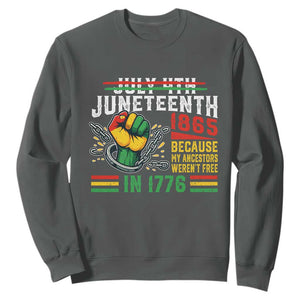 Juneteenth 1865 Because My Ancestors Weren't Free In 1776 Sweatshirt Break The Chains TS11 Dark Heather Print Your Wear