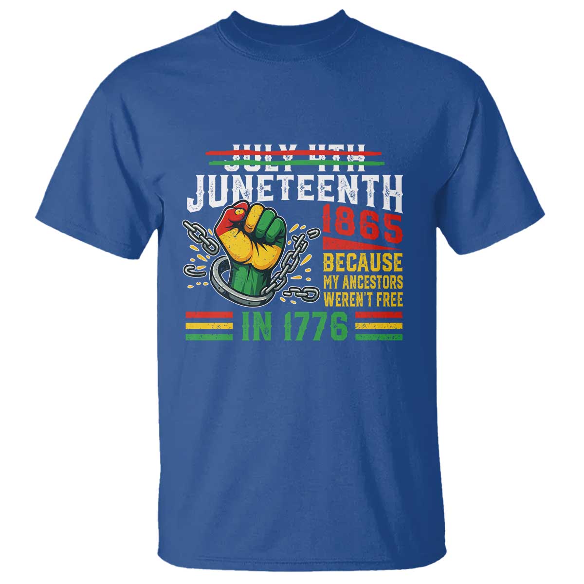 Juneteenth 1865 Because My Ancestors Weren't Free In 1776 T Shirt Break The Chains TS11 Royal Blue Print Your Wear