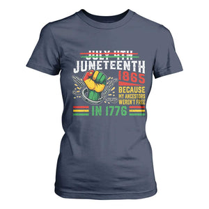 Juneteenth 1865 Because My Ancestors Weren't Free In 1776 T Shirt For Women Break The Chains TS11 Navy Print Your Wear