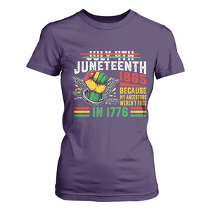 Juneteenth 1865 Because My Ancestors Weren't Free In 1776 T Shirt For Women Break The Chains TS11 Purple Print Your Wear