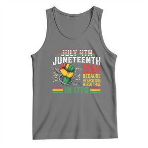 Juneteenth 1865 Because My Ancestors Weren't Free In 1776 Tank Top Break The Chains TS11 Black Heather Print Your Wear