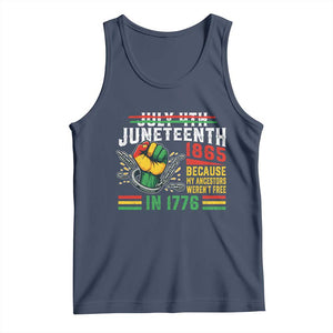 Juneteenth 1865 Because My Ancestors Weren't Free In 1776 Tank Top Break The Chains TS11 Navy Print Your Wear