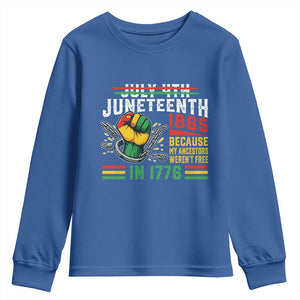 Juneteenth 1865 Because My Ancestors Weren't Free In 1776 Youth Sweatshirt Break The Chains TS11 Royal Blue Print Your Wear