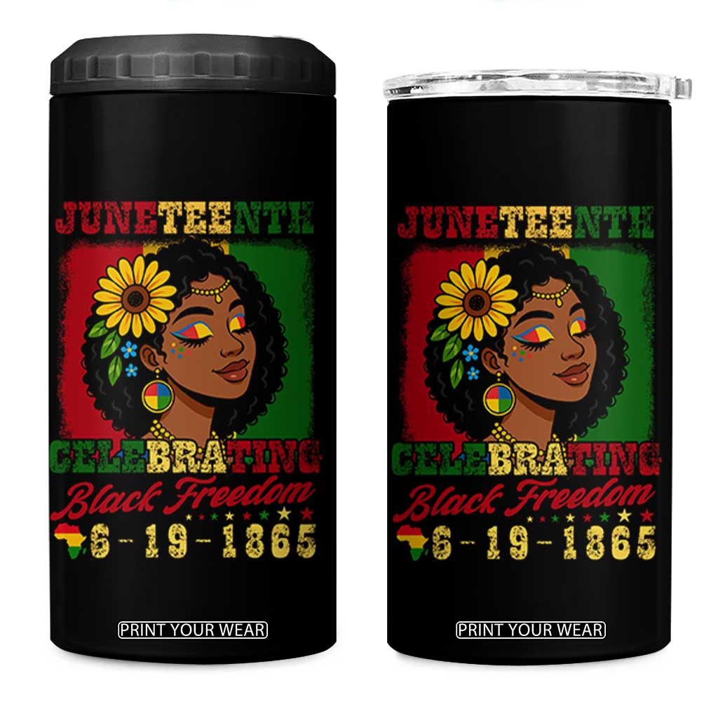 Juneteenth 1865 Black Freedom Celebration 4 in 1 Can Cooler Tumbler Afrocentric Pride Melanin Girl TS02 One Size: 16 oz Black Print Your Wear
