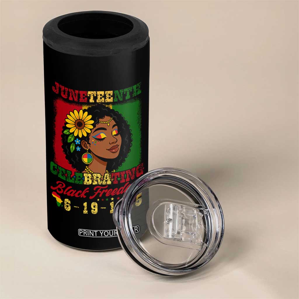 Juneteenth 1865 Black Freedom Celebration 4 in 1 Can Cooler Tumbler Afrocentric Pride Melanin Girl TS02 Print Your Wear
