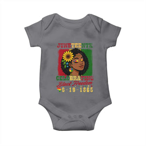 Juneteenth 1865 Black Freedom Celebration Baby Onesie Afrocentric Pride Melanin Girl TS02 Charcoal Print Your Wear