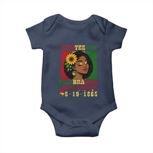 Juneteenth 1865 Black Freedom Celebration Baby Onesie Afrocentric Pride Melanin Girl TS02 Navy Print Your Wear