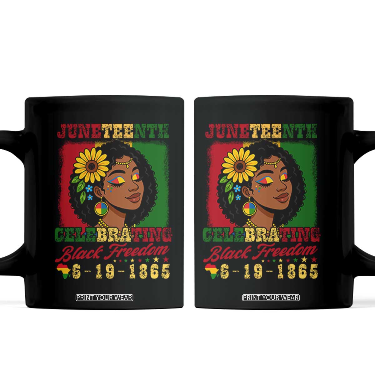Juneteenth 1865 Black Freedom Celebration Coffee Mug Afrocentric Pride Melanin Girl TS02 Black Print Your Wear