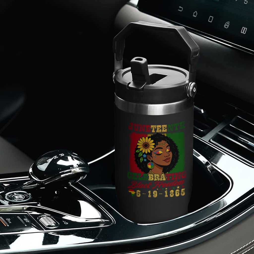 Juneteenth 1865 Black Freedom Celebration Flip Straw Tumbler Afrocentric Pride Melanin Girl TS02 Print Your Wear
