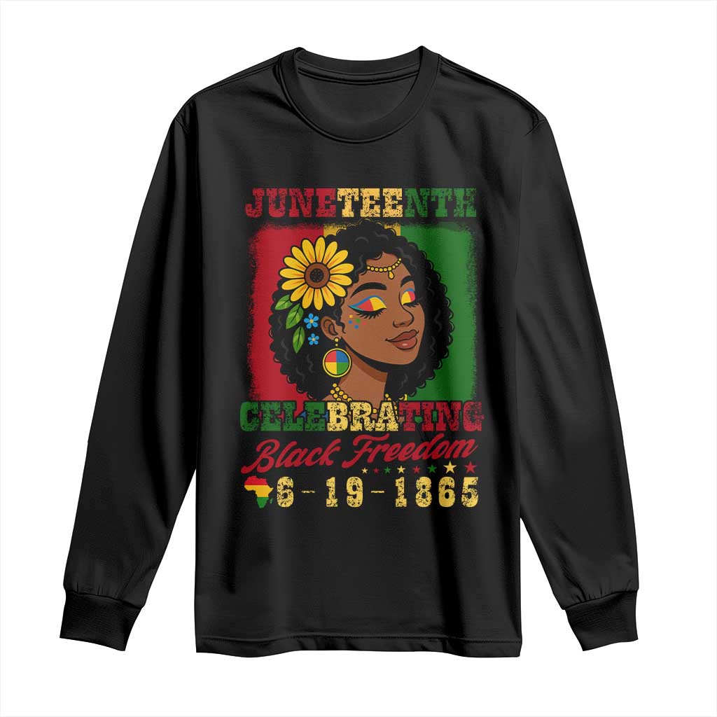 Juneteenth 1865 Black Freedom Celebration Long Sleeve Shirt Afrocentric Pride Melanin Girl TS02 Black Print Your Wear