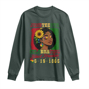 Juneteenth 1865 Black Freedom Celebration Long Sleeve Shirt Afrocentric Pride Melanin Girl TS02 Dark Forest Green Print Your Wear