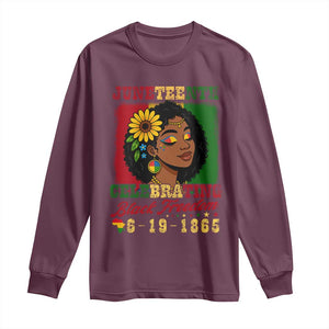 Juneteenth 1865 Black Freedom Celebration Long Sleeve Shirt Afrocentric Pride Melanin Girl TS02 Maroon Print Your Wear