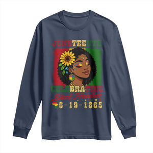 Juneteenth 1865 Black Freedom Celebration Long Sleeve Shirt Afrocentric Pride Melanin Girl TS02 Navy Print Your Wear