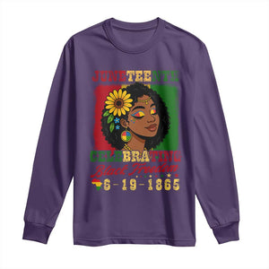 Juneteenth 1865 Black Freedom Celebration Long Sleeve Shirt Afrocentric Pride Melanin Girl TS02 Purple Print Your Wear