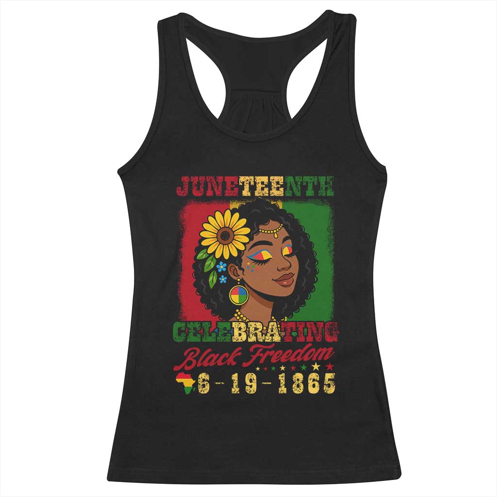 Juneteenth 1865 Black Freedom Celebration Racerback Tank Top Afrocentric Pride Melanin Girl TS02 Black Print Your Wear