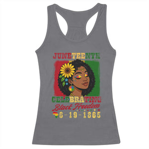 Juneteenth 1865 Black Freedom Celebration Racerback Tank Top Afrocentric Pride Melanin Girl TS02 Charcoal Print Your Wear