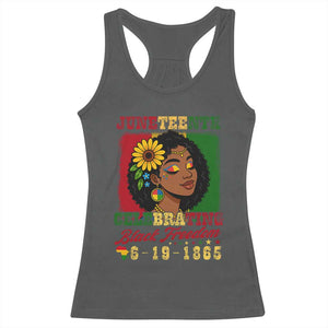 Juneteenth 1865 Black Freedom Celebration Racerback Tank Top Afrocentric Pride Melanin Girl TS02 Dark Heather Print Your Wear