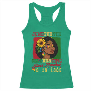 Juneteenth 1865 Black Freedom Celebration Racerback Tank Top Afrocentric Pride Melanin Girl TS02 Irish Green Print Your Wear