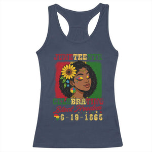 Juneteenth 1865 Black Freedom Celebration Racerback Tank Top Afrocentric Pride Melanin Girl TS02 Navy Print Your Wear