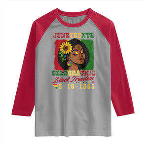 Juneteenth 1865 Black Freedom Celebration Raglan Shirt Afrocentric Pride Melanin Girl TS02 Sport Gray Red Print Your Wear