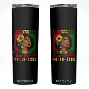 Juneteenth 1865 Black Freedom Celebration Skinny Tumbler Afrocentric Pride Melanin Girl TS02 Black Print Your Wear