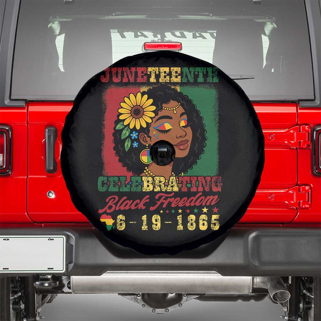 Juneteenth 1865 Black Freedom Celebration Spare Tire Cover Afrocentric Pride Melanin Girl TS02 Black Print Your Wear