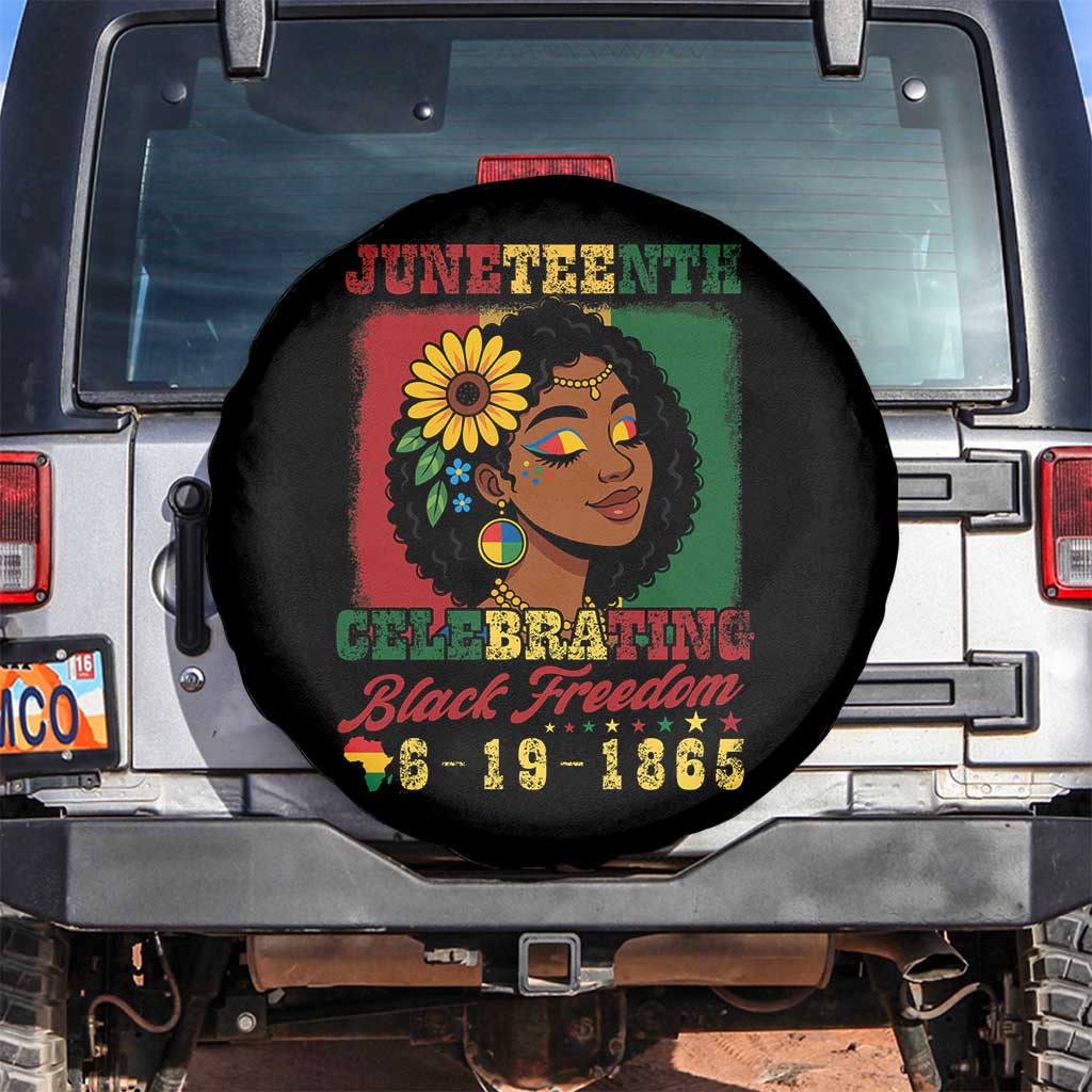 Juneteenth 1865 Black Freedom Celebration Spare Tire Cover Afrocentric Pride Melanin Girl TS02 No hole Black Print Your Wear