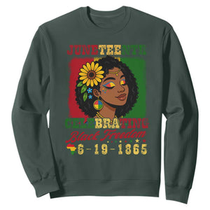 Juneteenth 1865 Black Freedom Celebration Sweatshirt Afrocentric Pride Melanin Girl TS02 Dark Forest Green Print Your Wear