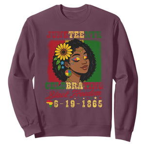 Juneteenth 1865 Black Freedom Celebration Sweatshirt Afrocentric Pride Melanin Girl TS02 Maroon Print Your Wear