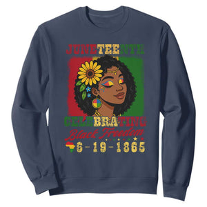 Juneteenth 1865 Black Freedom Celebration Sweatshirt Afrocentric Pride Melanin Girl TS02 Navy Print Your Wear