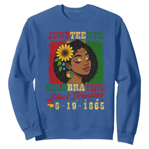 Juneteenth 1865 Black Freedom Celebration Sweatshirt Afrocentric Pride Melanin Girl TS02 Royal Blue Print Your Wear