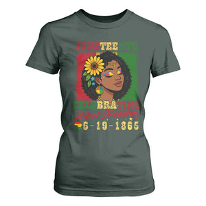 Juneteenth 1865 Black Freedom Celebration T Shirt For Women Afrocentric Pride Melanin Girl TS02 Dark Forest Green Print Your Wear