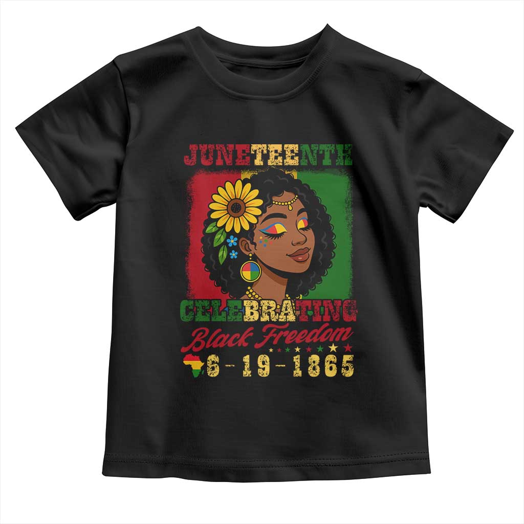 Juneteenth 1865 Black Freedom Celebration Toddler T Shirt Afrocentric Pride Melanin Girl TS02 Black Print Your Wear