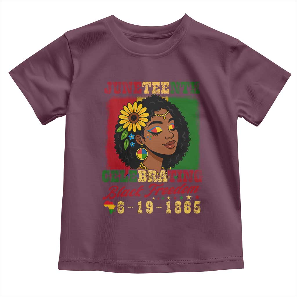 Juneteenth 1865 Black Freedom Celebration Toddler T Shirt Afrocentric Pride Melanin Girl TS02 Maroon Print Your Wear