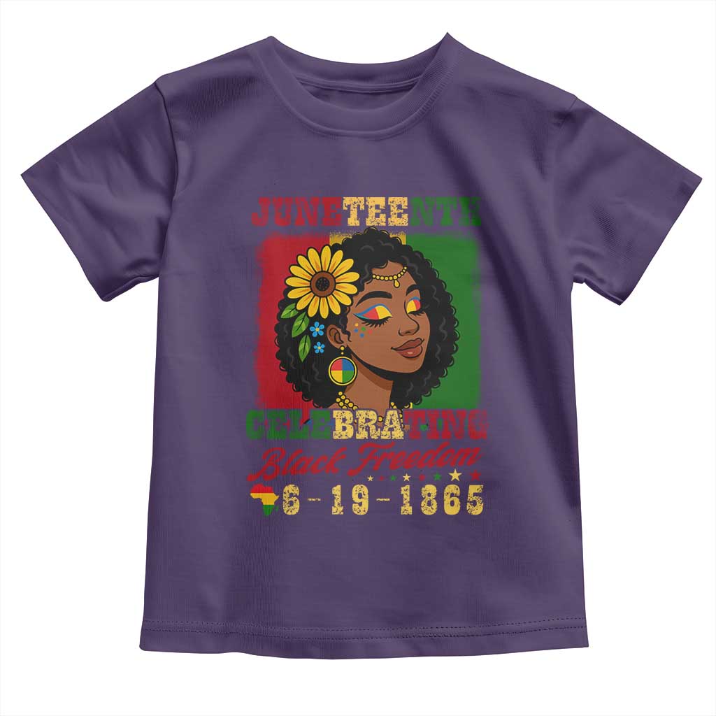 Juneteenth 1865 Black Freedom Celebration Toddler T Shirt Afrocentric Pride Melanin Girl TS02 Purple Print Your Wear