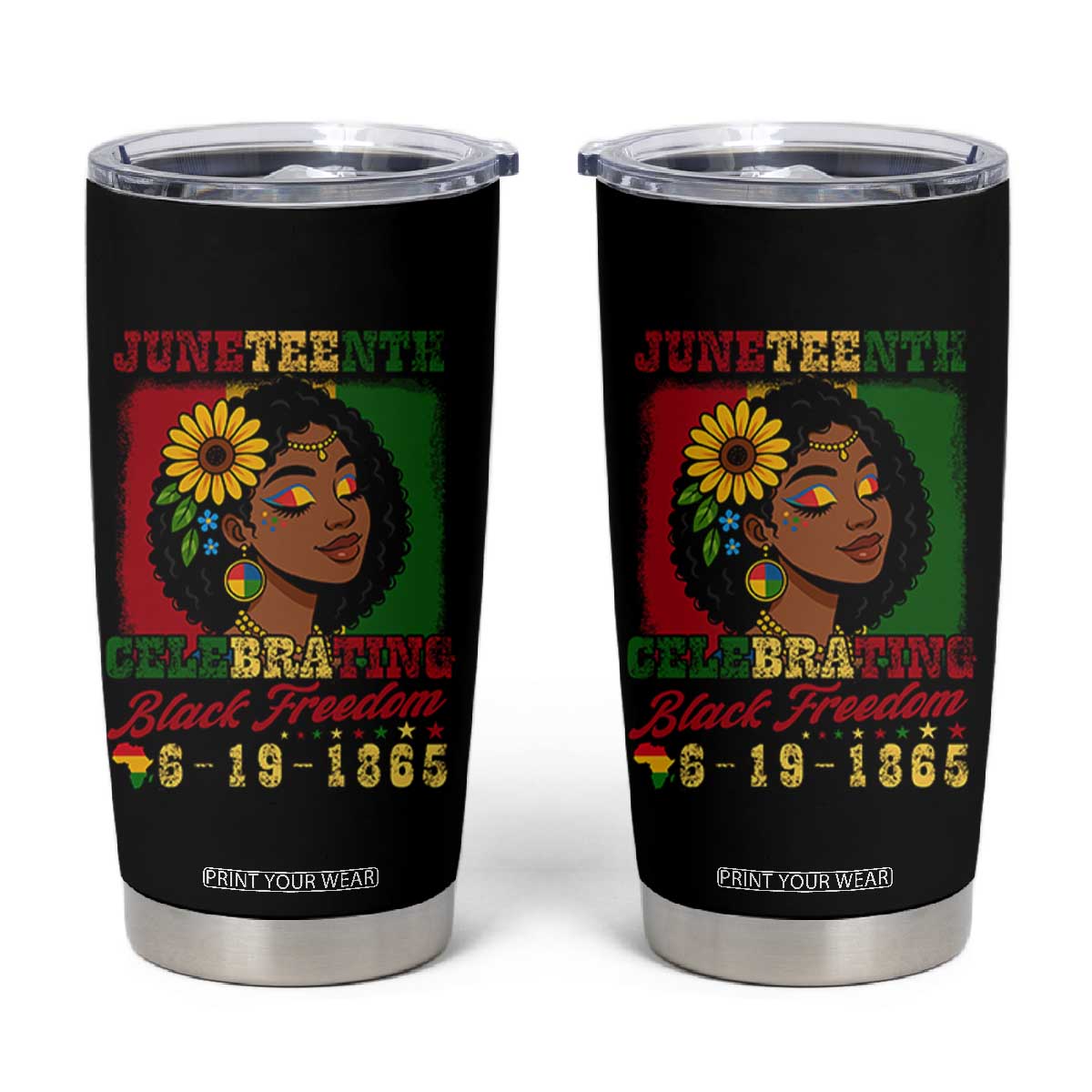 Juneteenth 1865 Black Freedom Celebration Tumbler Cup Afrocentric Pride Melanin Girl TS02 Black Print Your Wear