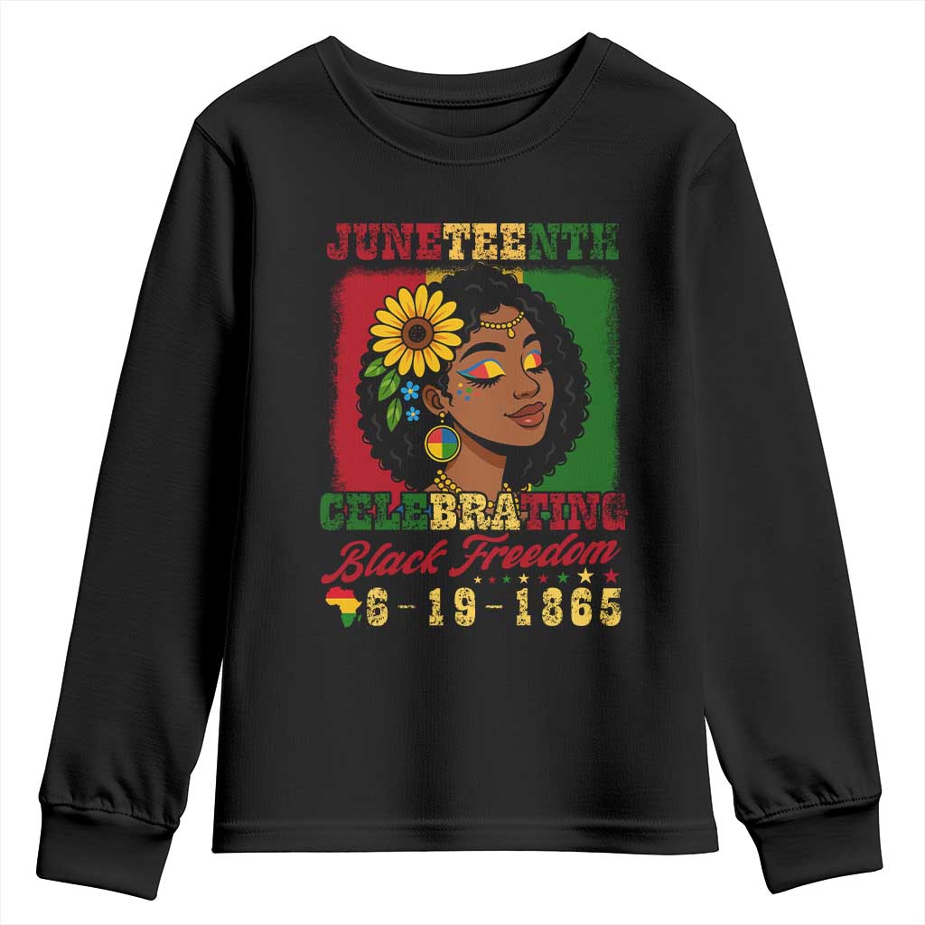 Juneteenth 1865 Black Freedom Celebration Youth Sweatshirt Afrocentric Pride Melanin Girl TS02 Black Print Your Wear
