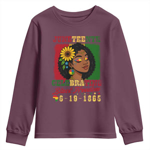 Juneteenth 1865 Black Freedom Celebration Youth Sweatshirt Afrocentric Pride Melanin Girl TS02 Maroon Print Your Wear