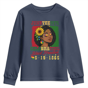 Juneteenth 1865 Black Freedom Celebration Youth Sweatshirt Afrocentric Pride Melanin Girl TS02 Navy Print Your Wear