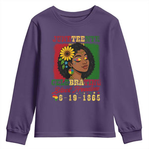 Juneteenth 1865 Black Freedom Celebration Youth Sweatshirt Afrocentric Pride Melanin Girl TS02 Purple Print Your Wear