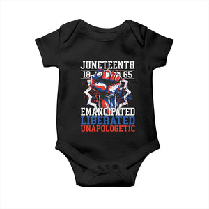 Juneteenth 1865 Emancipated Liberated Unapologetic Baby Onesie Hand Fist Juneteenth Flag TS11 Black Print Your Wear